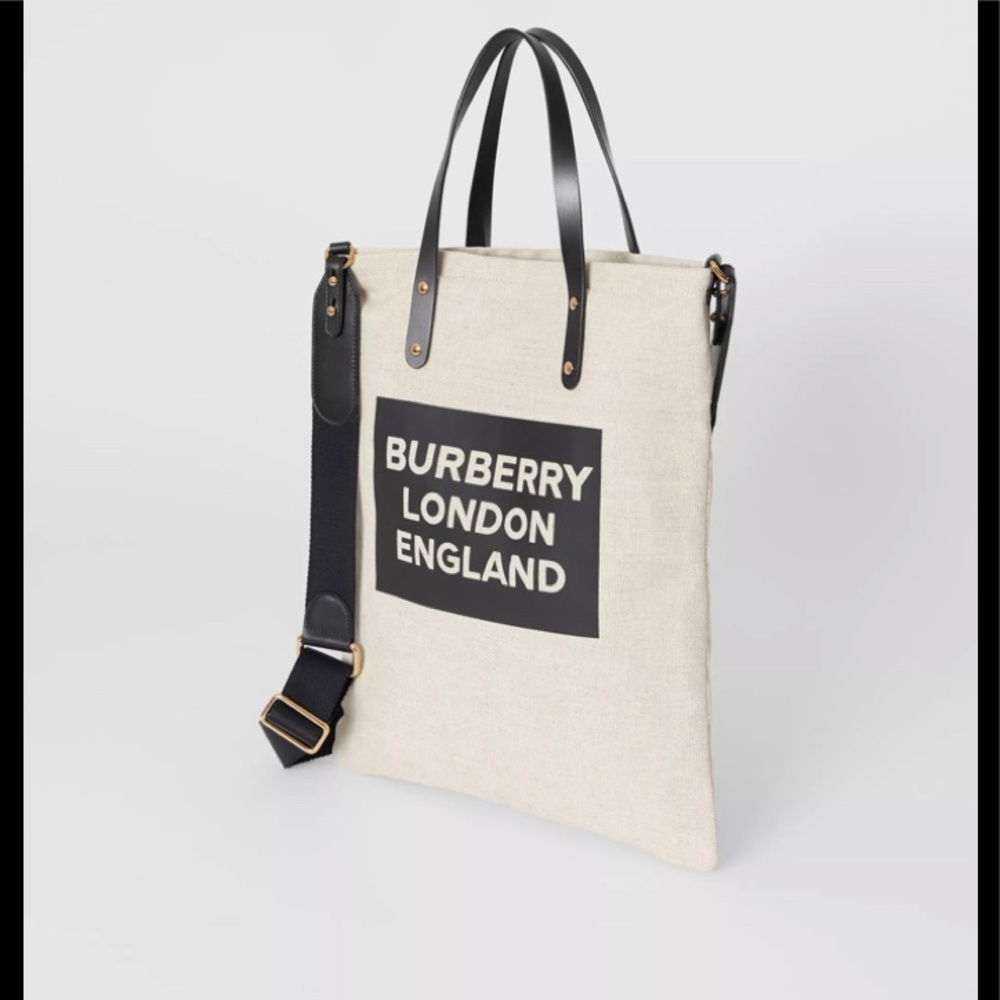 Authentic Burberry Logo Cotton Canvas Crossbody
